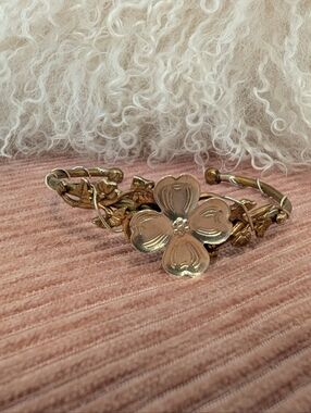 Vintage Mixed Metal Flower Cuff Bracelet